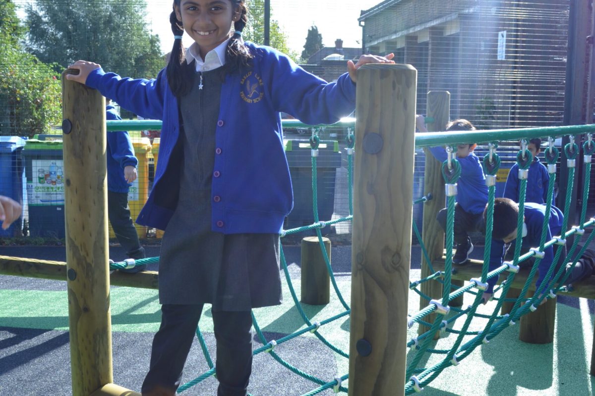 Barley Lane School Obstacle Course - Wooden Trim Trail by Everyday Play with green wetpour safety surface