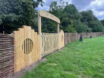fencing with gate and willow panels